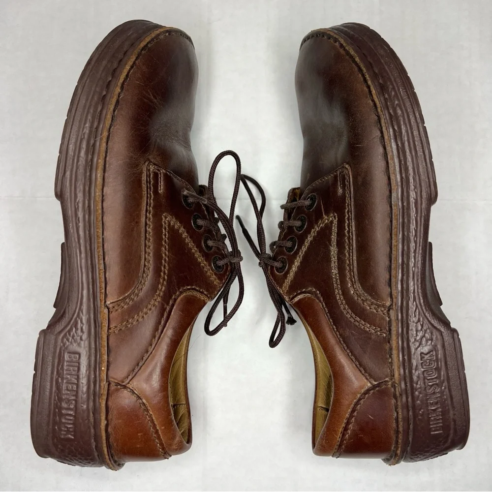 Birkenstock Unisex Brown Leather Oxfords EU 39 W 8, M6 - Picture 6 of 11
